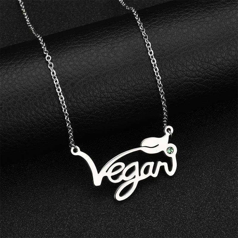 Cadena de Clavícula Vegana/Vegetariana de Acero Inoxidable (Estilo Europeo y Americano)
