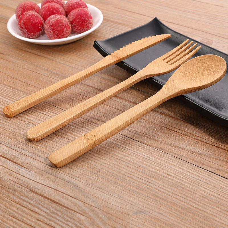 Set de cubiertos de bambú ecológicos y biodegradables