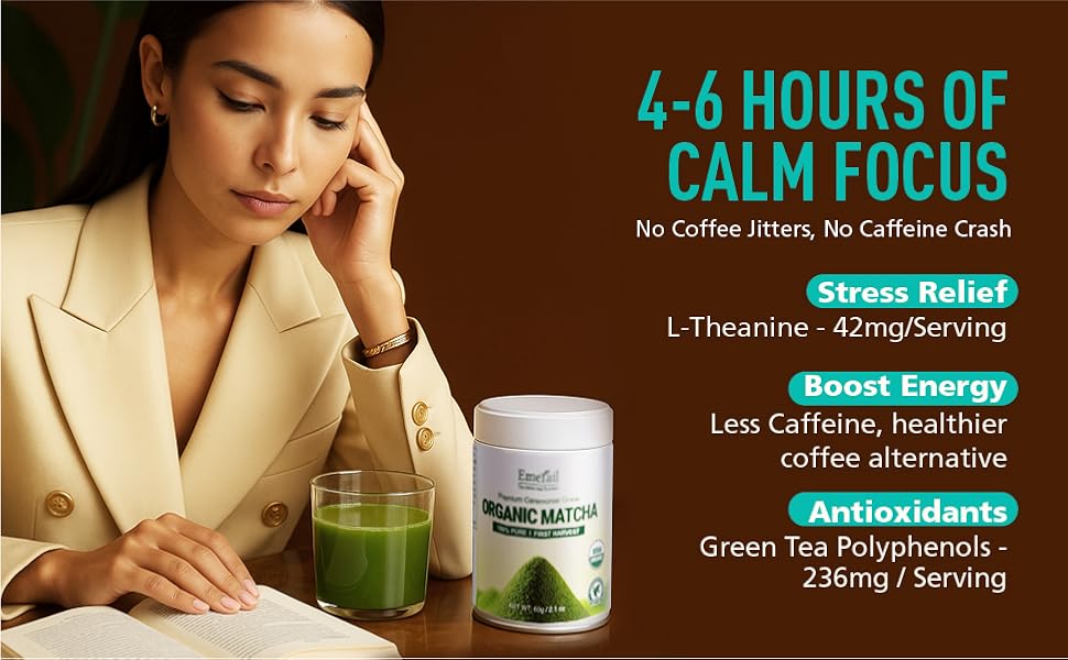 Matcha - Té Verde Matcha Orgánico de Grado Ceremonial, Primera Cosecha Premium Sin Azúcar, Matcha 100% Puro Para Lattes, Batidos y Repostería 40g 1.4oz - Se Envía Desde EE. UU. - Compañero de Té-Café