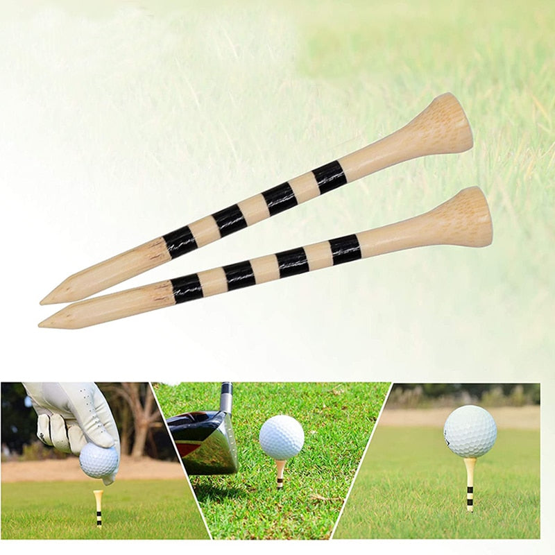 Professional Golf Tees Durable Bamboo Tees Natural Color 70mm 83mm 100pcs/pack