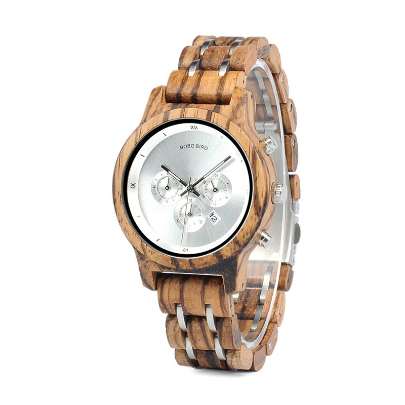 Reloj informal de negocios de moda con vetas de madera para hombre