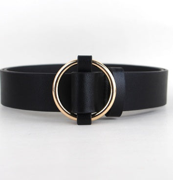 Faux-Leather Pin Buckle Vegan Womens Belt