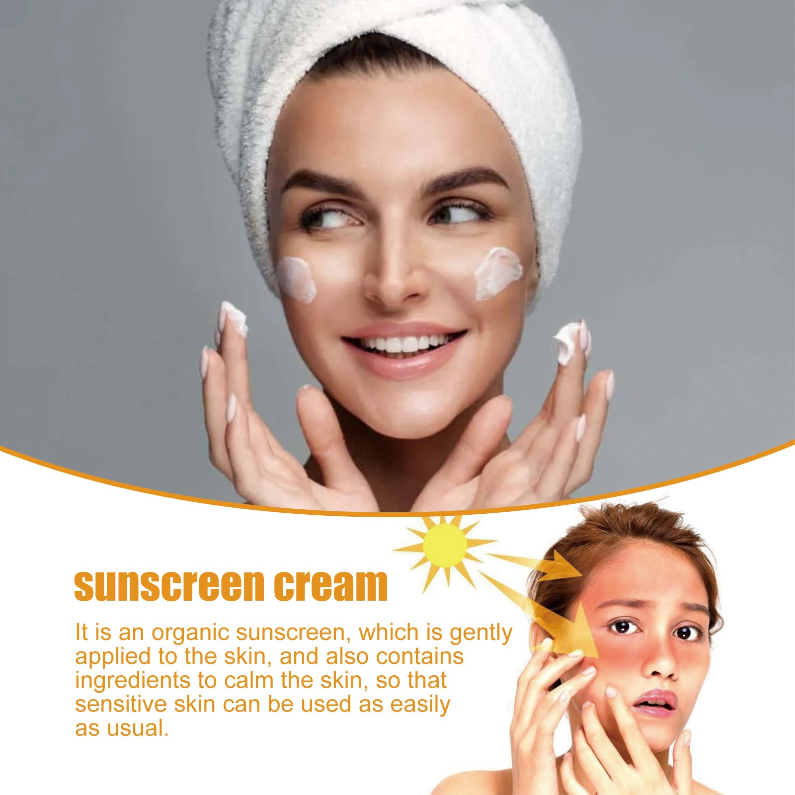 Probiotic Rice Organic Protective Cream, Face Body Non-greasy Outdoor UV Protection Cream