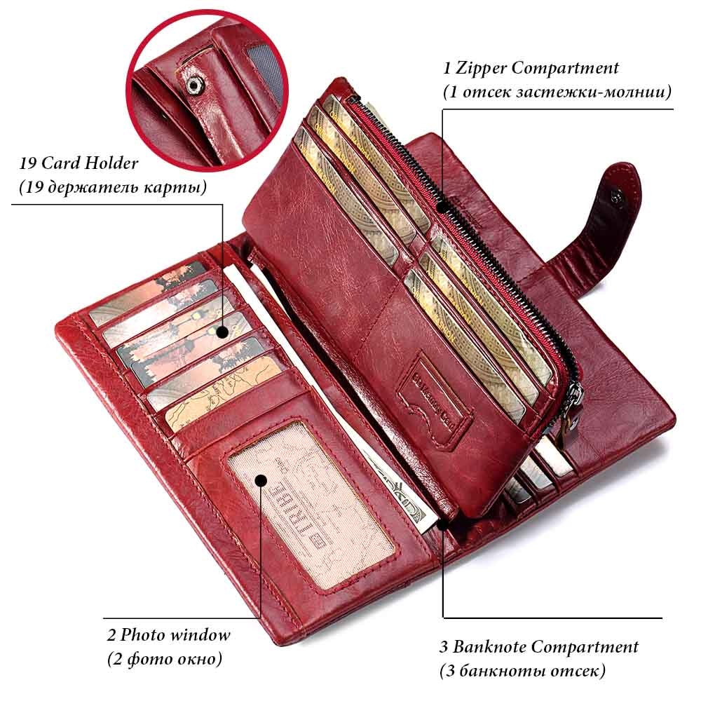 GZCZ Genuine Leather Women Wallet Purse Female Luxury Cow Leather Business Women's Handbag Genuine Leather Pouch