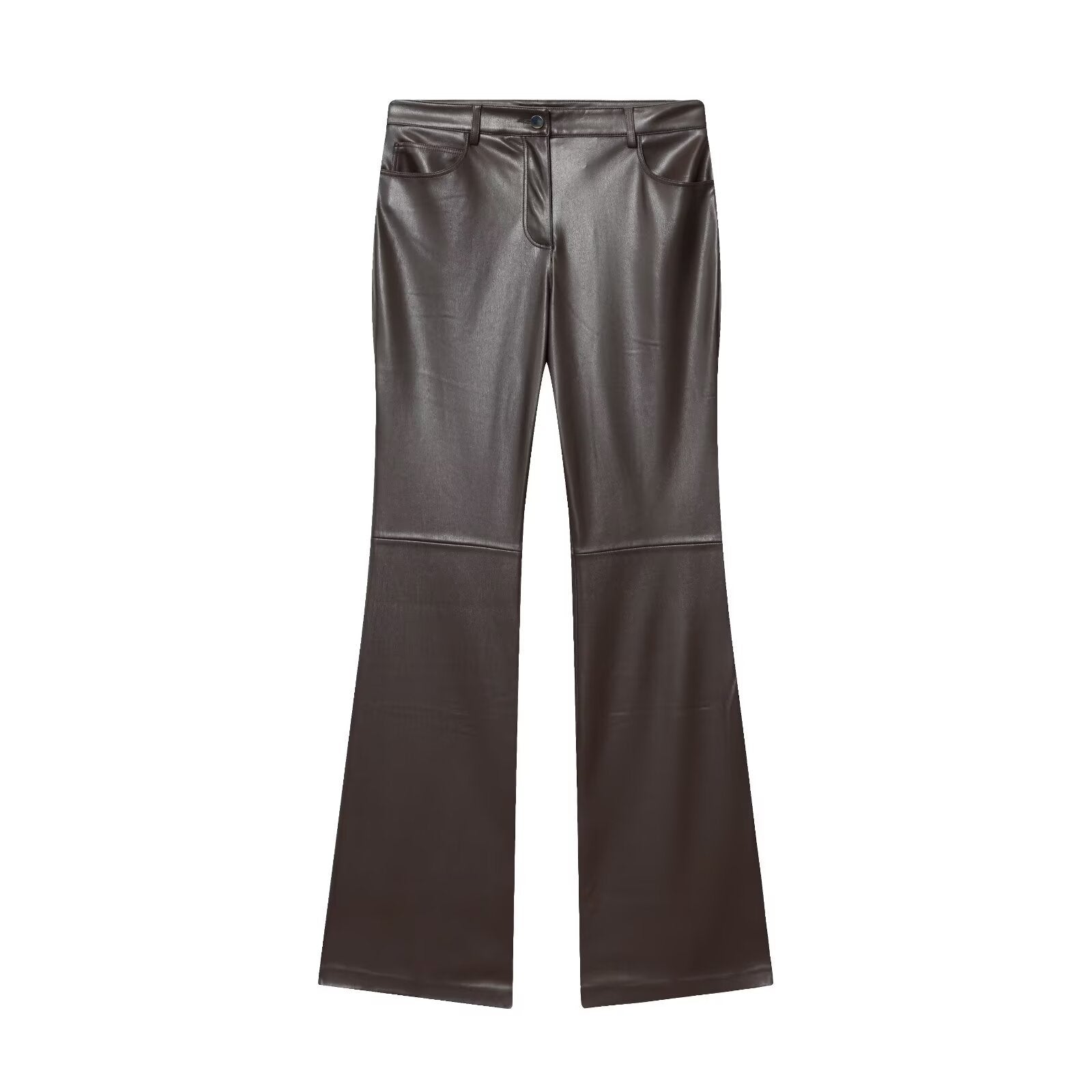 Spicy girl leather buckle micro pull slim casual leather pants