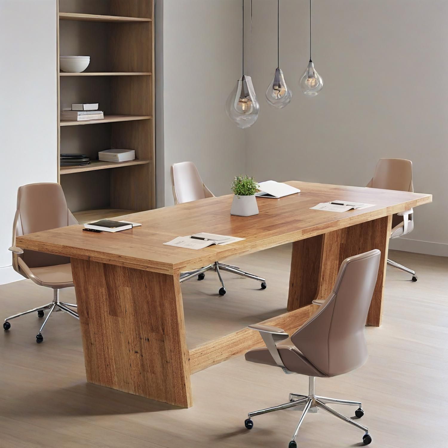 Escritorio Ejecutivo para Computadora de 70.87 Pulgadas: Escritorio Grande para Oficina en Casa con Pedestal de Madera Maciza, Mesa Industrial de Madera para Estudio o Escritura