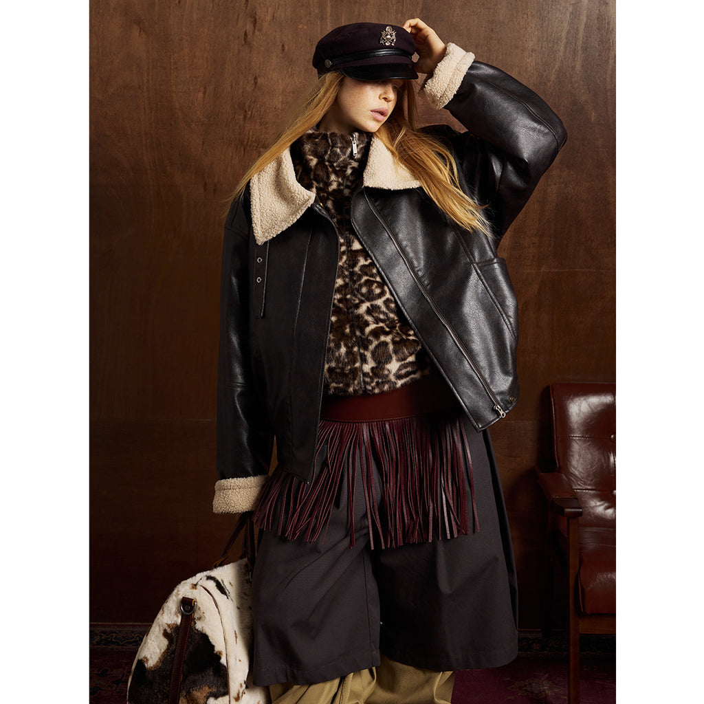 Leather jacket and cotton jacket
