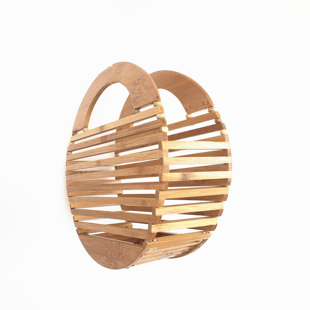 Round Bamboo Bag Women's Handbag Ins Net Red Summer Bamboo Beach Bag Hollow Bamboo Bag Bamboo Bag