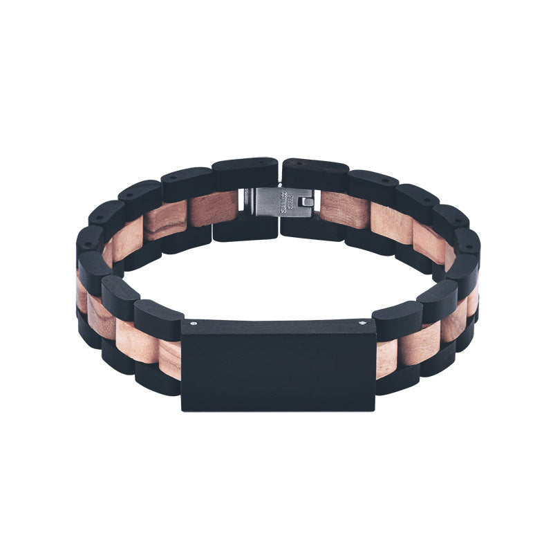 Pulsera de madera europea y americana de ébano, sándalo rojo y madera de cebra