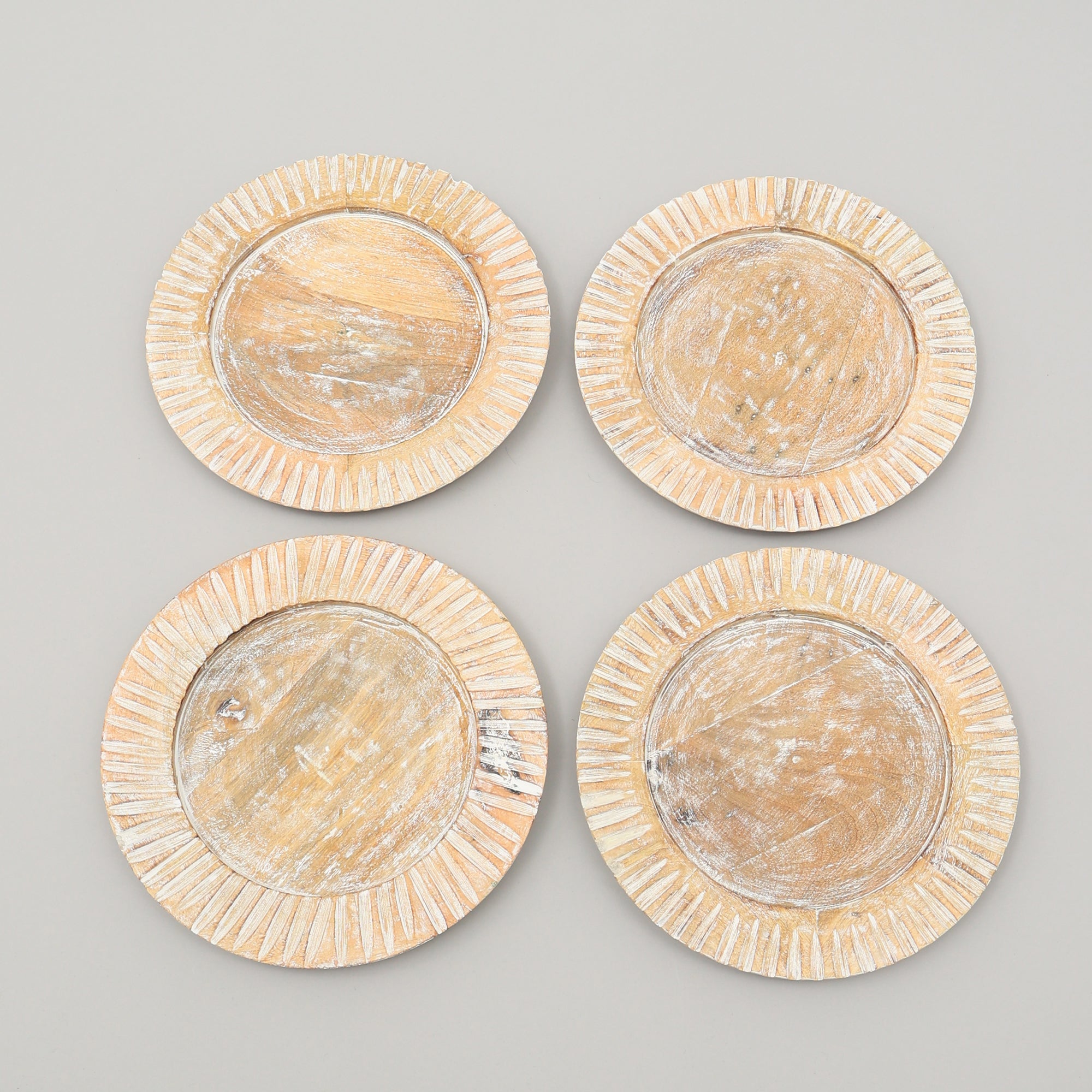 Handcrafted 13  Wood White Charger Plate Wooden Dinning Placemat Artisan Wood Tableware