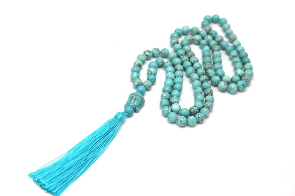 Natural turquoise tassel necklace
