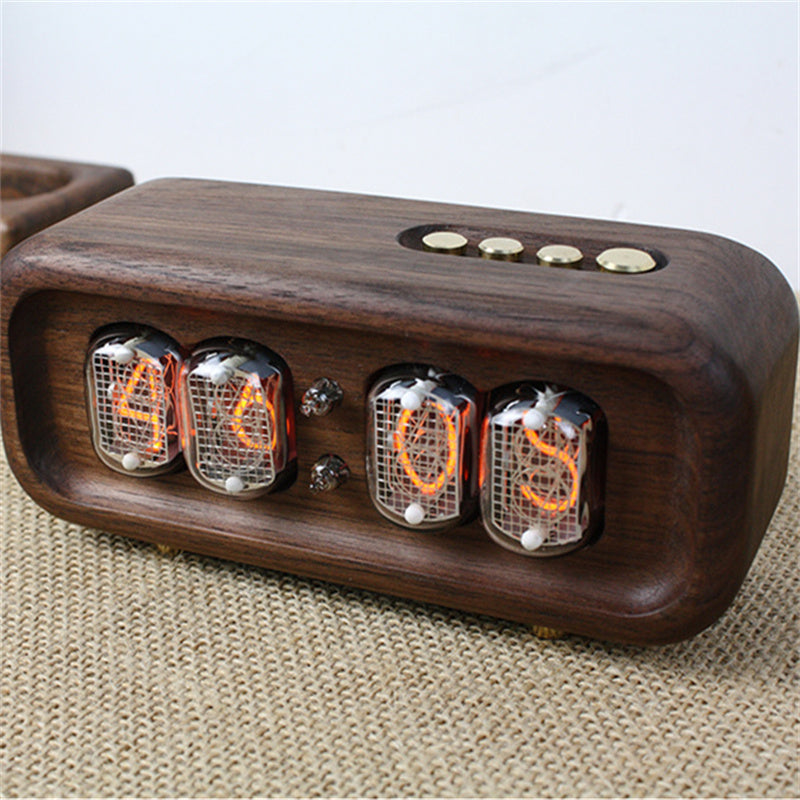 Black Walnut Solid Wood Glow Digital Electronic Tube Clock