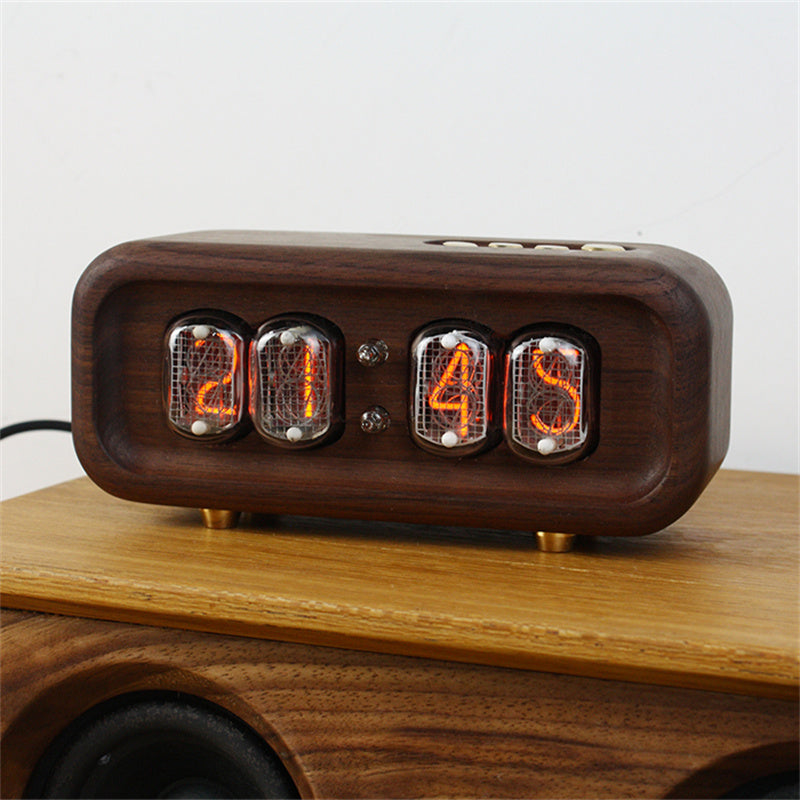 Black Walnut Solid Wood Glow Digital Electronic Tube Clock