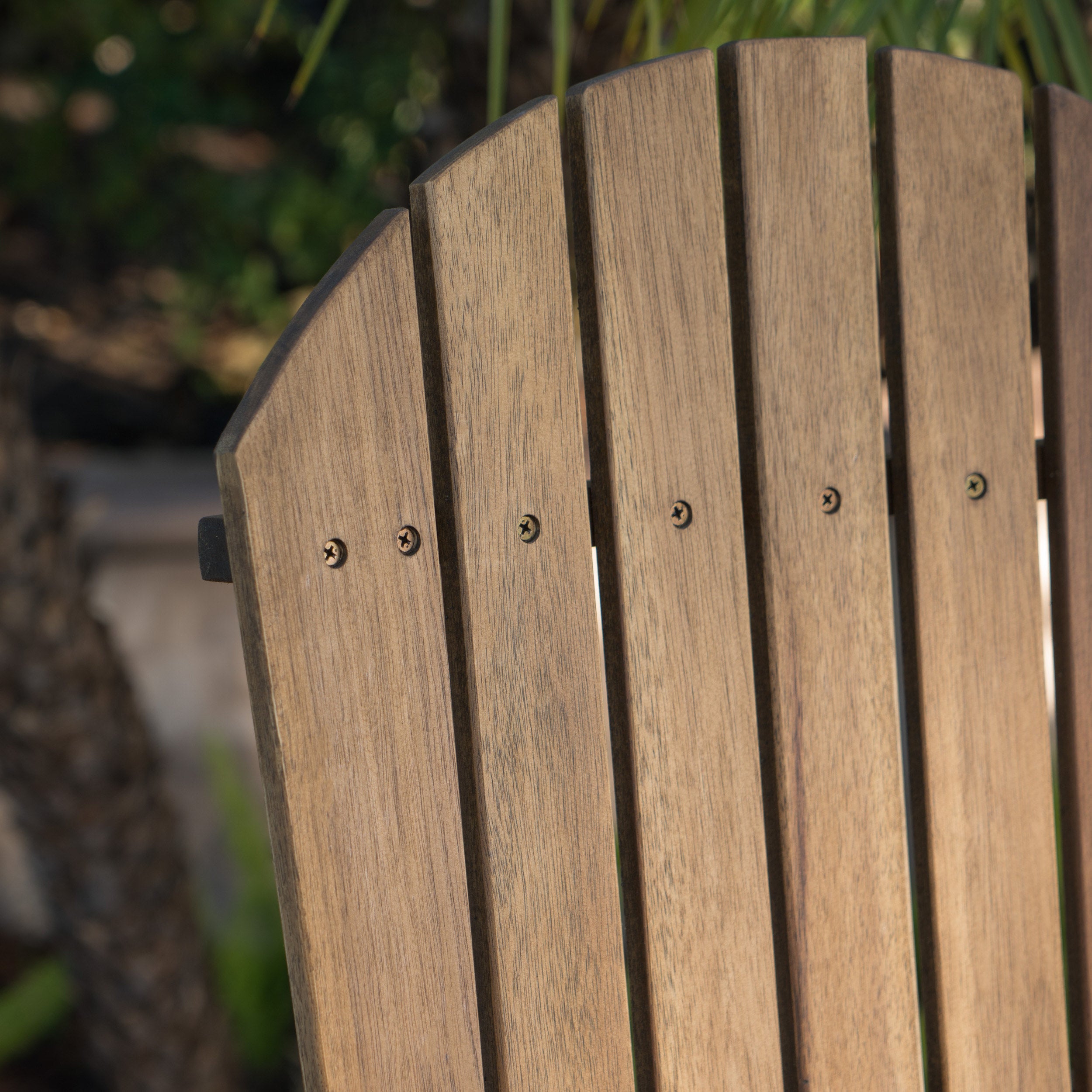 Taburetes de bar Adirondack de madera de acacia para exterior, juego de 2, tinte natural