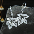 S925 pendientes sencillos de plata vegana feminidad hoja de arce
