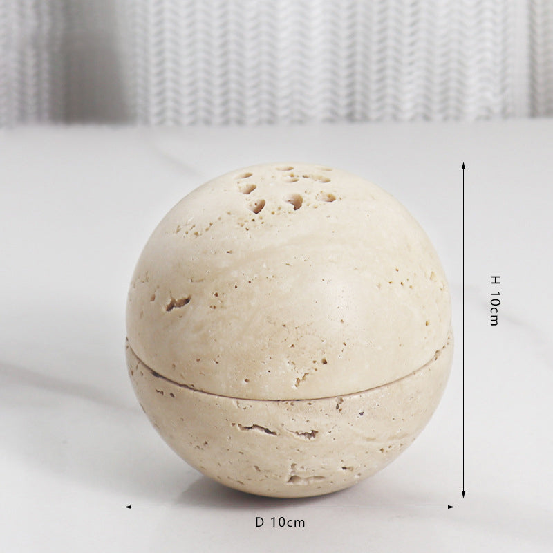 Natural Marble Yellow Travertine Round Ball Incense Burner