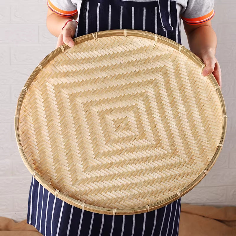 Bandeja de Secado de Productos de Bambú Hechos a Mano Almacenamiento de Productos de Bambú Cedazo Decorativo