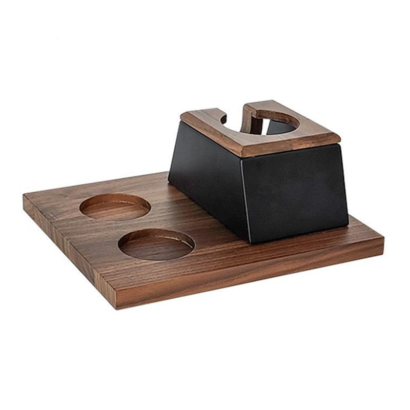58mm Wood Coffee Distributor and Espresso Tamper Holder Coffee Machine Accessories Protafilter Stand with Non-Slip Base Tools