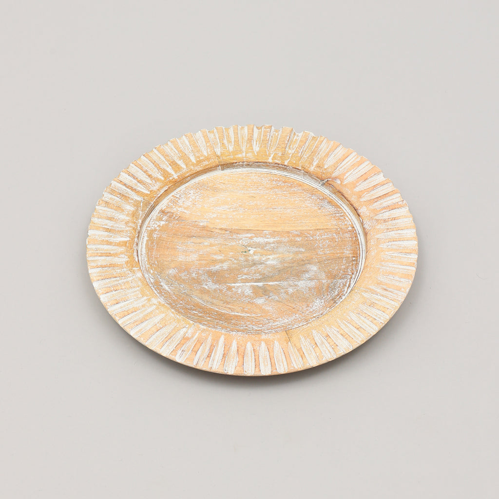 Handcrafted 13  Wood White Charger Plate Wooden Dinning Placemat Artisan Wood Tableware