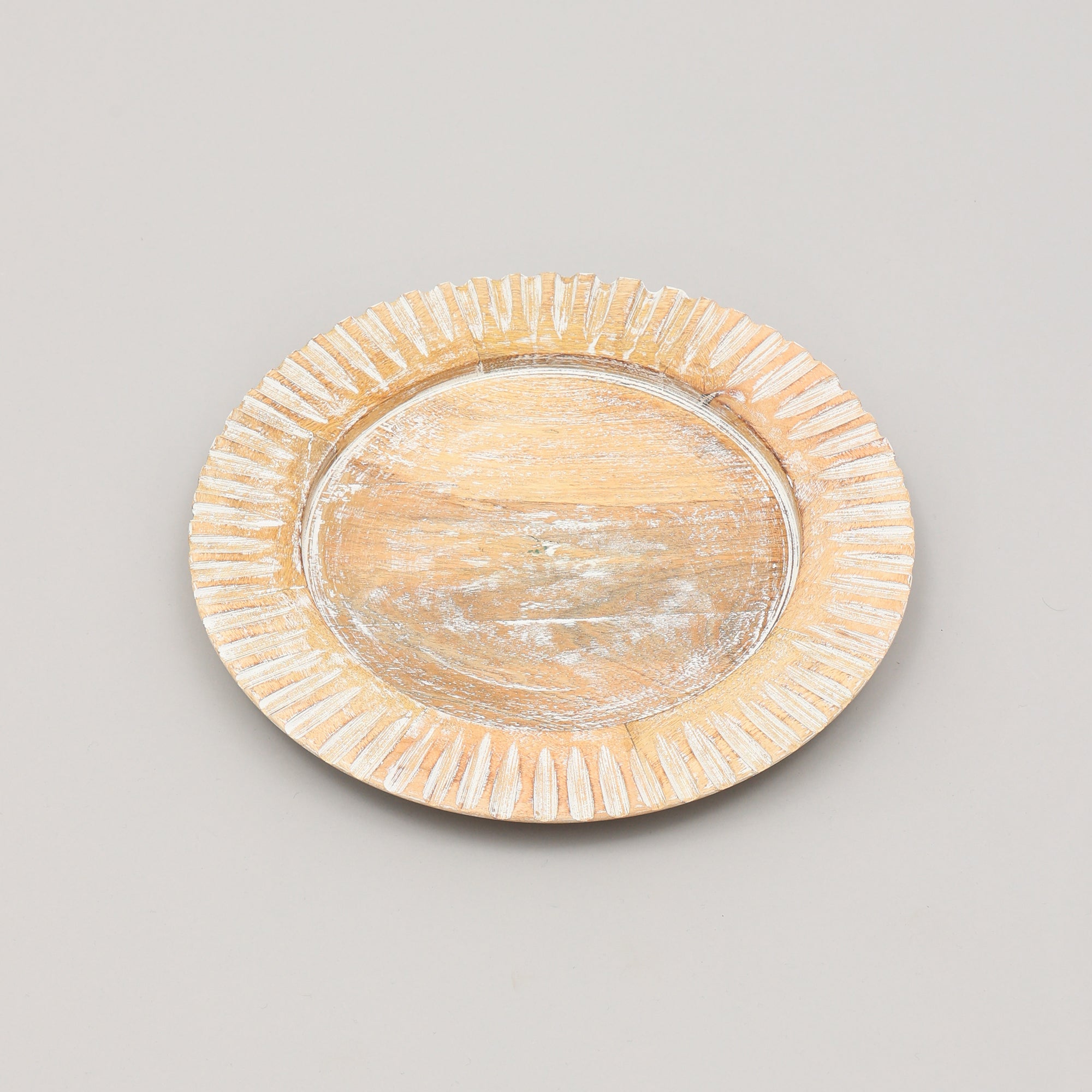 Handcrafted 13  Wood White Charger Plate Wooden Dinning Placemat Artisan Wood Tableware