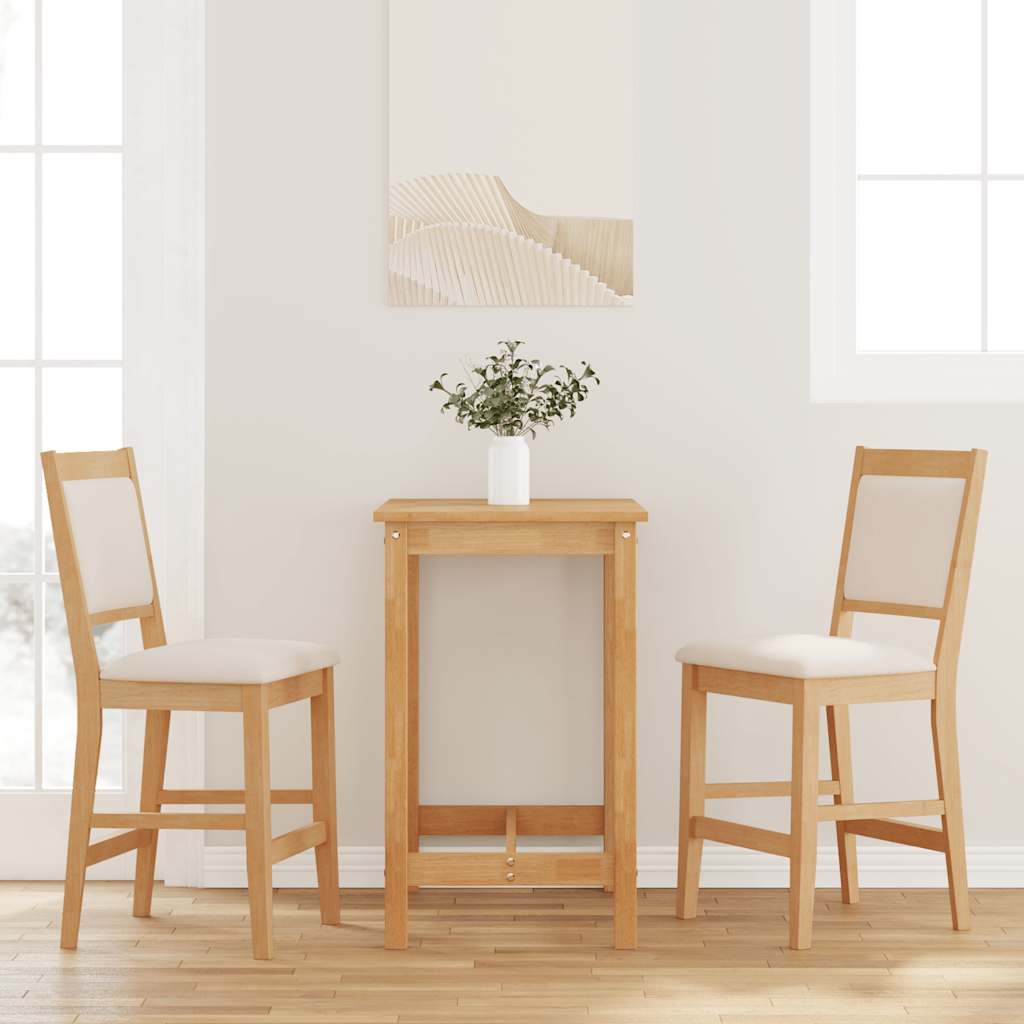 Taburetes de bar con cojines, 2 unidades, madera maciza natural