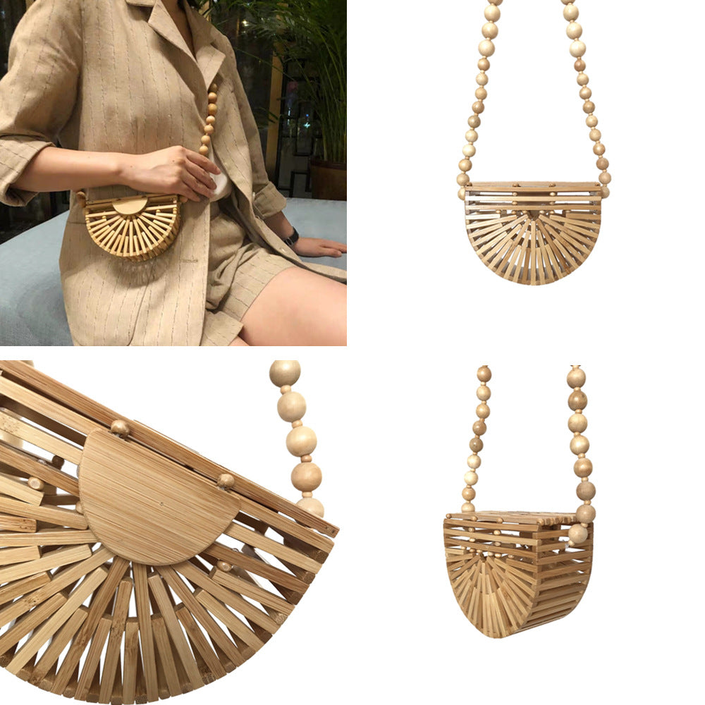 Ins Korean Version Of The Small Fresh Bamboo Basket Bag Messenger Backpack Messenger Lipstick Bag Straw Bag Hollow Bag Small Bag