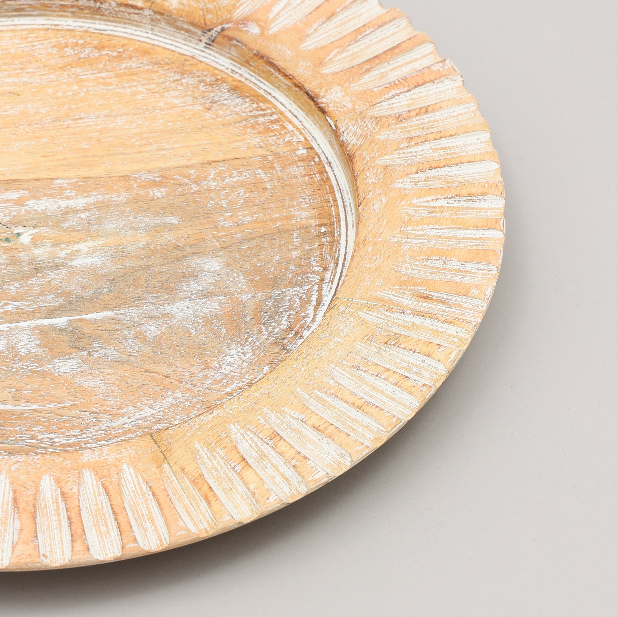 Handcrafted 13  Wood White Charger Plate Wooden Dinning Placemat Artisan Wood Tableware