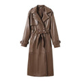 Elegant and minimalist long leather jacket