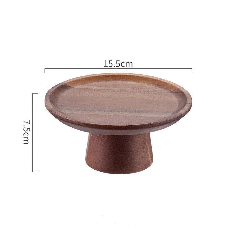 Acacia Wood Cake Tray Home Living Room Snack Plate Dessert Table Display Stand Wooden Tall Fruit Plate