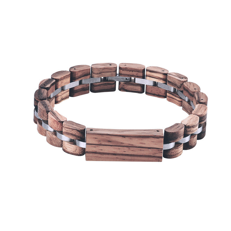 Pulsera de madera europea y americana de ébano, sándalo rojo y madera de cebra