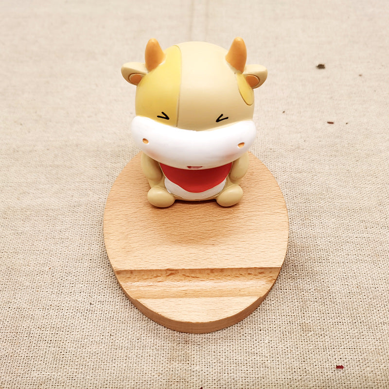 Soporte creativo para teléfono móvil trasero con moneda de madera de haya, soporte perezoso para teléfono con letras personalizadas