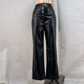 High waisted leather patchwork pants