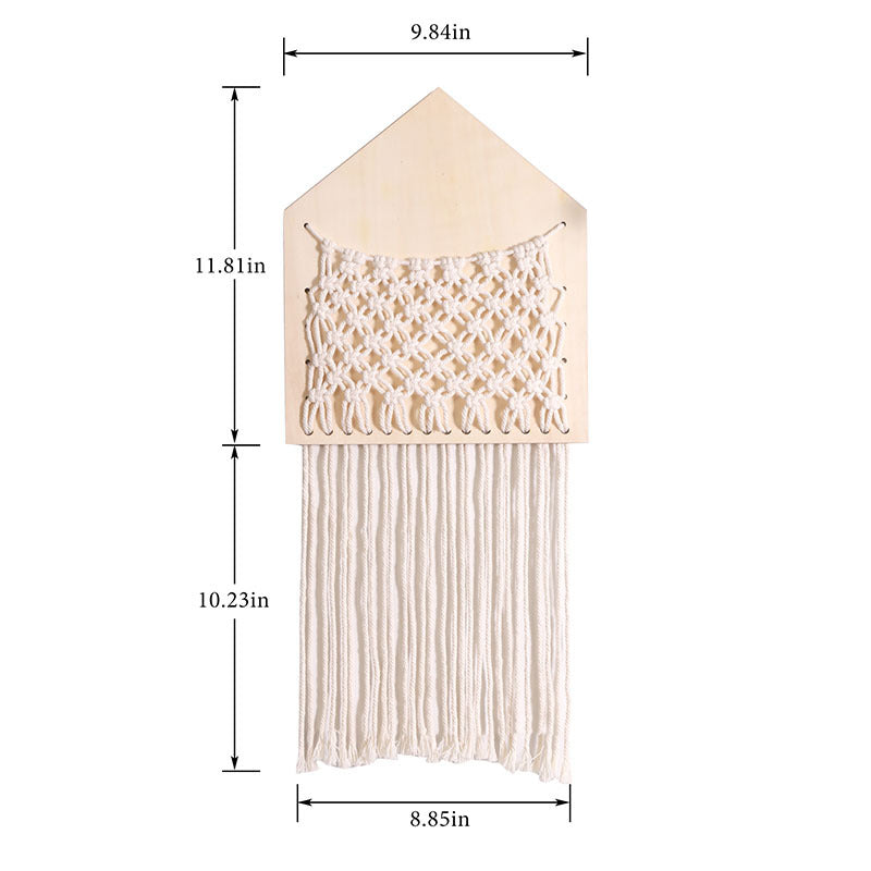 Home Decoration Wood Mesh Pocket Cotton Thread Weaving Small Fresh Living Room Study Wall Hanging Wall Decoration