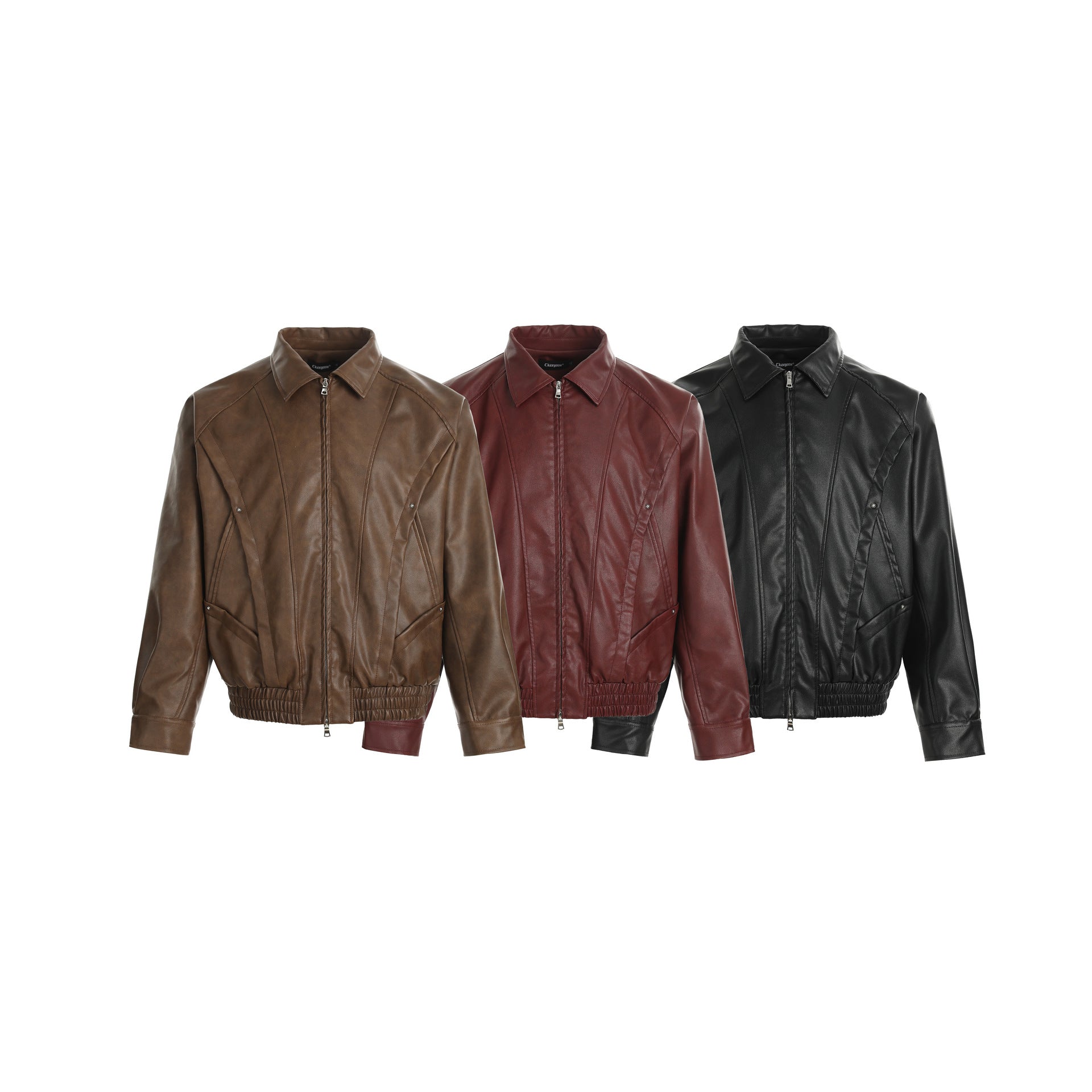 Retro motorcycle style PU leather jacket