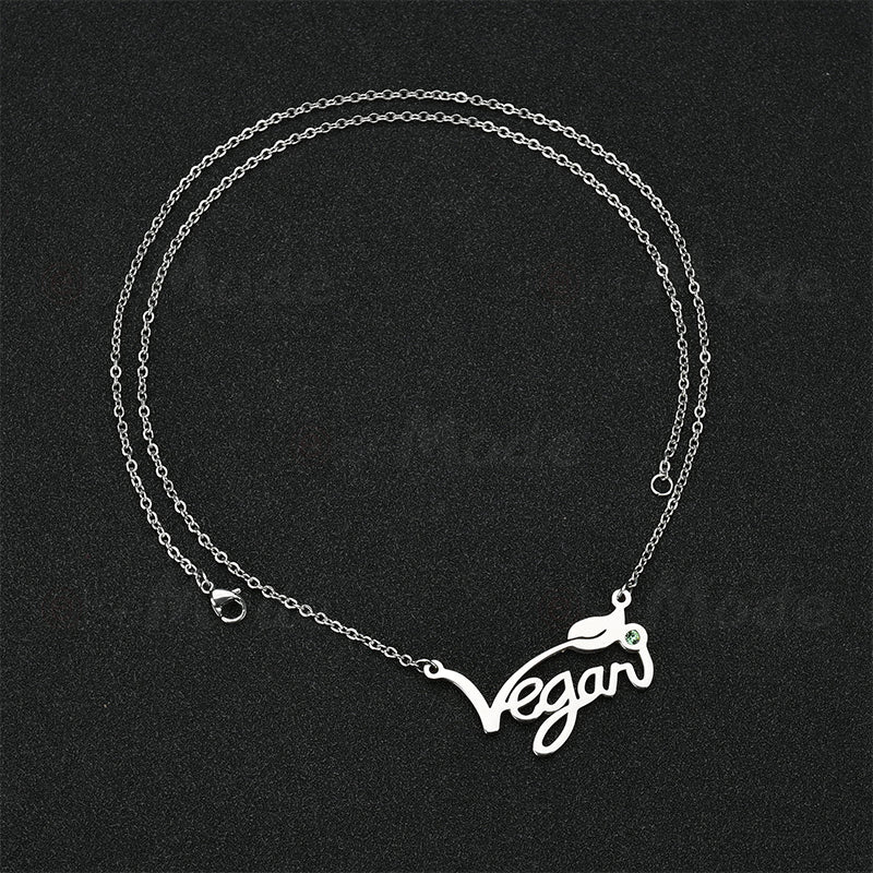 Cadena de Clavícula Vegana/Vegetariana de Acero Inoxidable (Estilo Europeo y Americano)