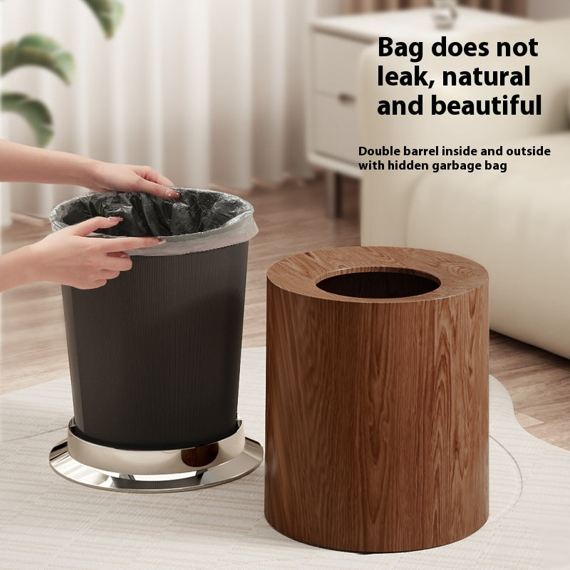 Light Wood Luxury Creative Grain Garbage Can