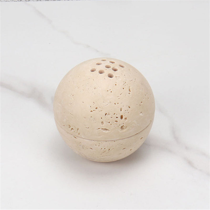 Natural Marble Yellow Travertine Round Ball Incense Burner