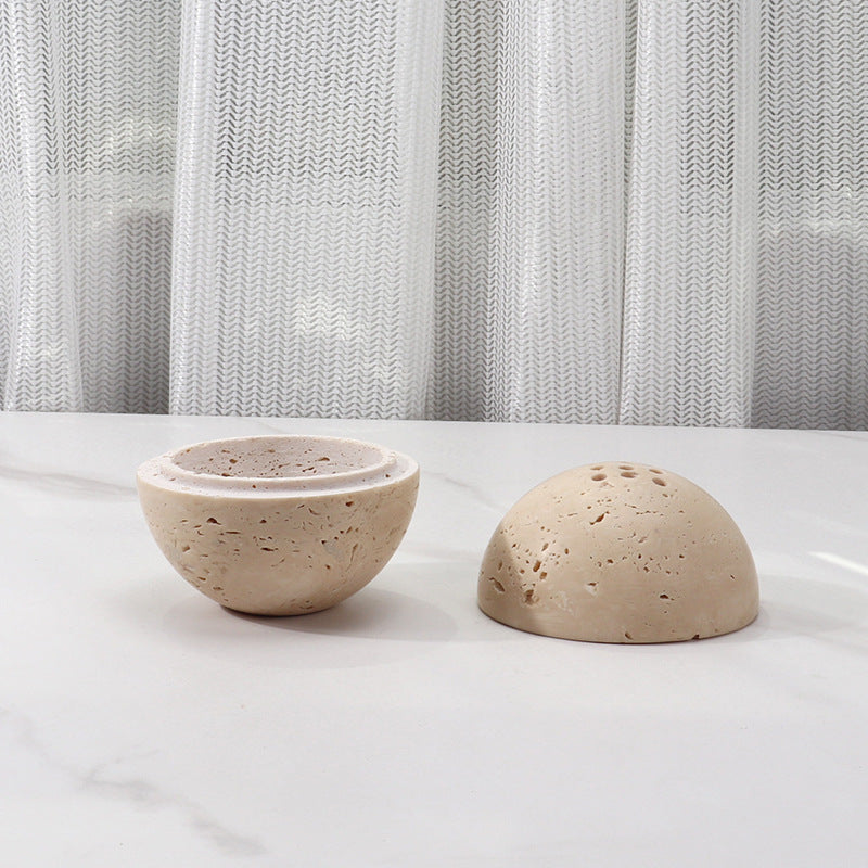 Natural Marble Yellow Travertine Round Ball Incense Burner