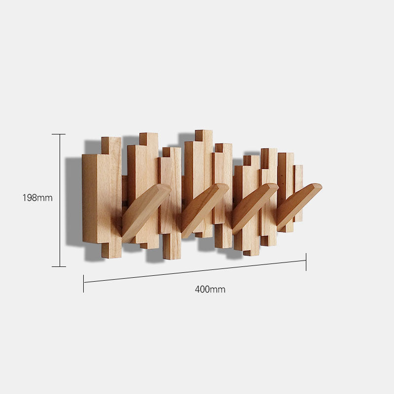 Hanging Clothes Rack Solid Wood Wall-Mounted Coat Rack Folding Hook