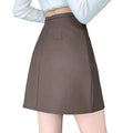 High-Waisted Slimming A-Line PU Leather Skirt