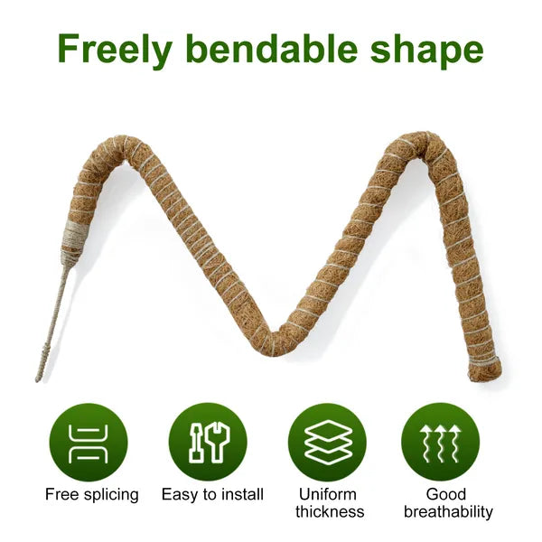 25.2inch 2PC Double-layered, Flexible Coconut Coir Stick With Hemp Rope Ideal For Plant Support, Natural And Eco-friendly, Creating A Vibrant Green Space.