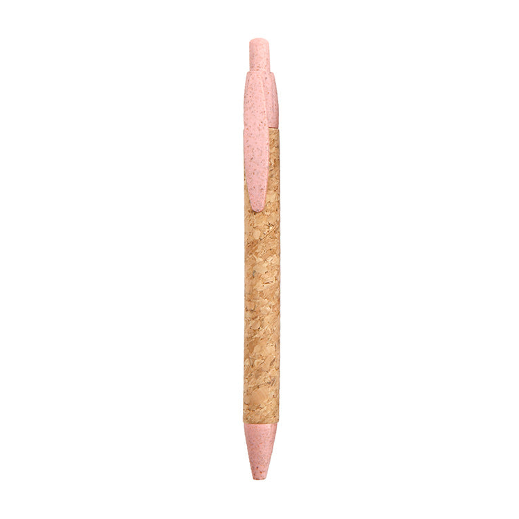 Push Degradable Eco-friendly Wheat Straw Pen Paper Tube Cork Pen