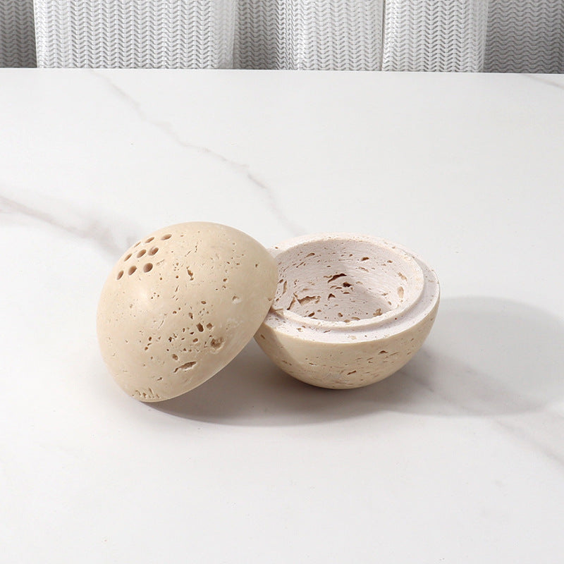 Natural Marble Yellow Travertine Round Ball Incense Burner