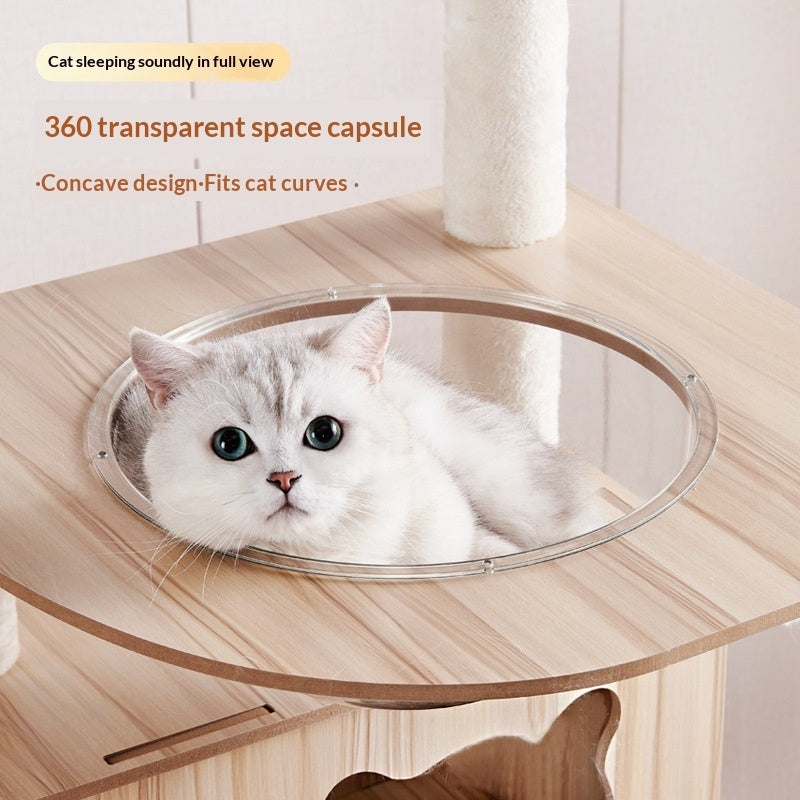 Wood-based Particleboard Pet House Design With Built-in Cat Toy Sisal Scratching Post
