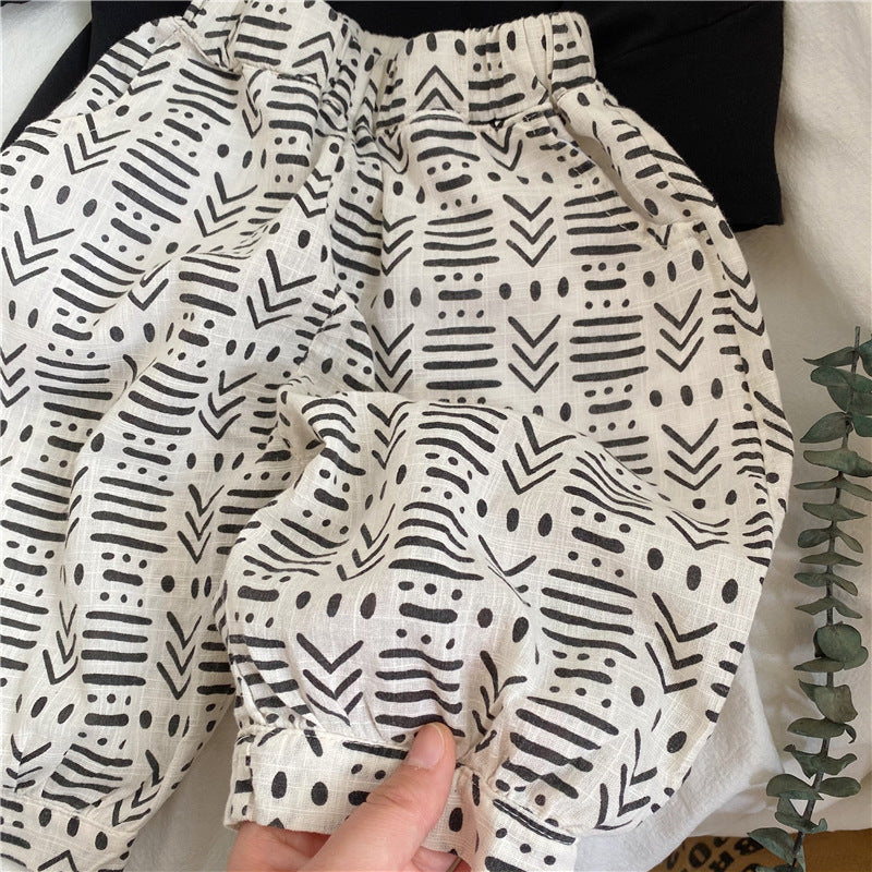 Bamboo knot cotton and linen cropped pants