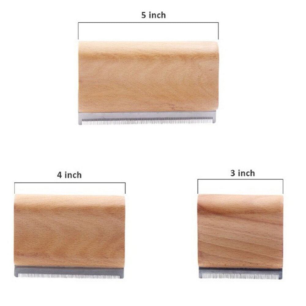 Wood Groom Brush vis Deshedding Grooming Tool, Professional Pet Wooden Groomer