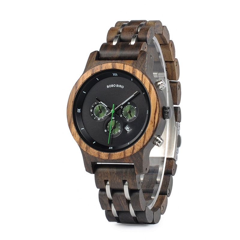 Reloj informal de negocios de moda con vetas de madera para hombre