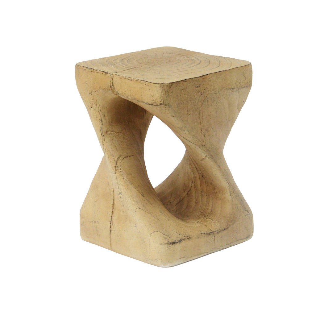 MGO Twist Shape Side Table, Wood-like Texture, Natural Color