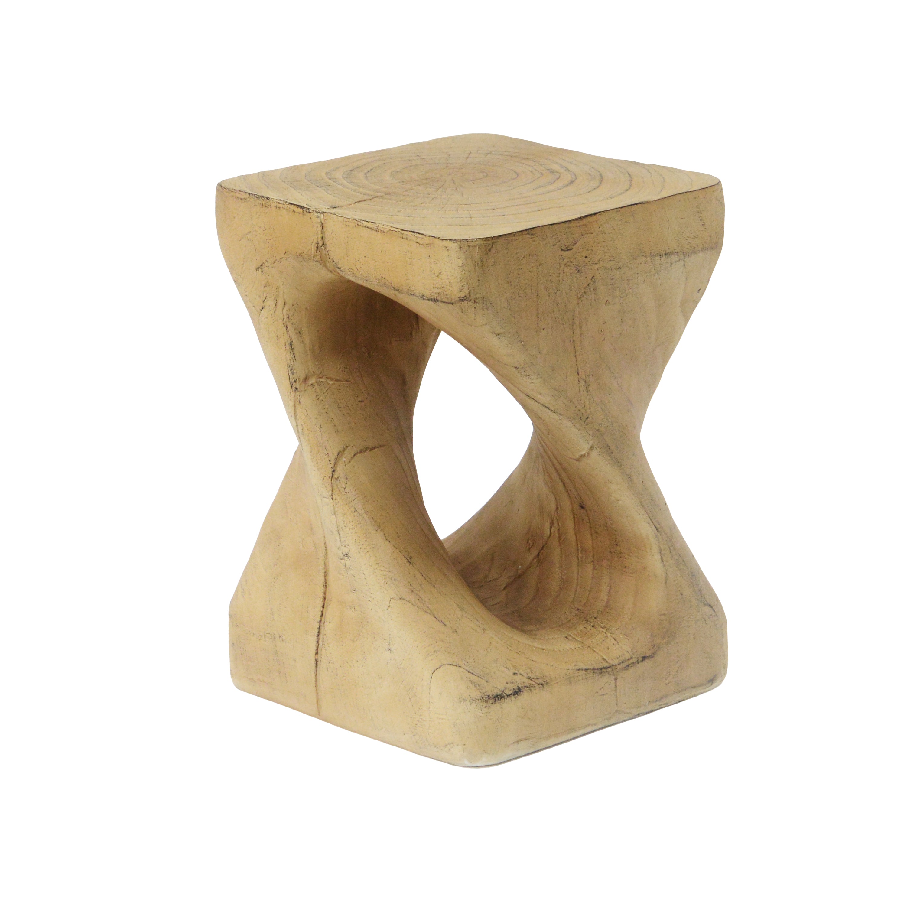 MGO Twist Shape Side Table, Wood-like Texture, Natural Color