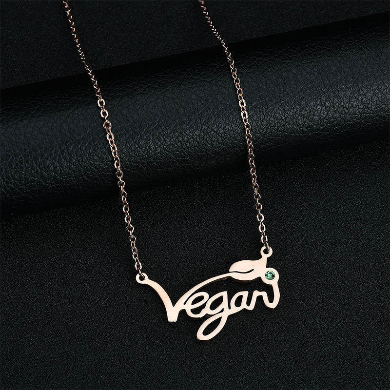 Cadena de Clavícula Vegana/Vegetariana de Acero Inoxidable (Estilo Europeo y Americano)